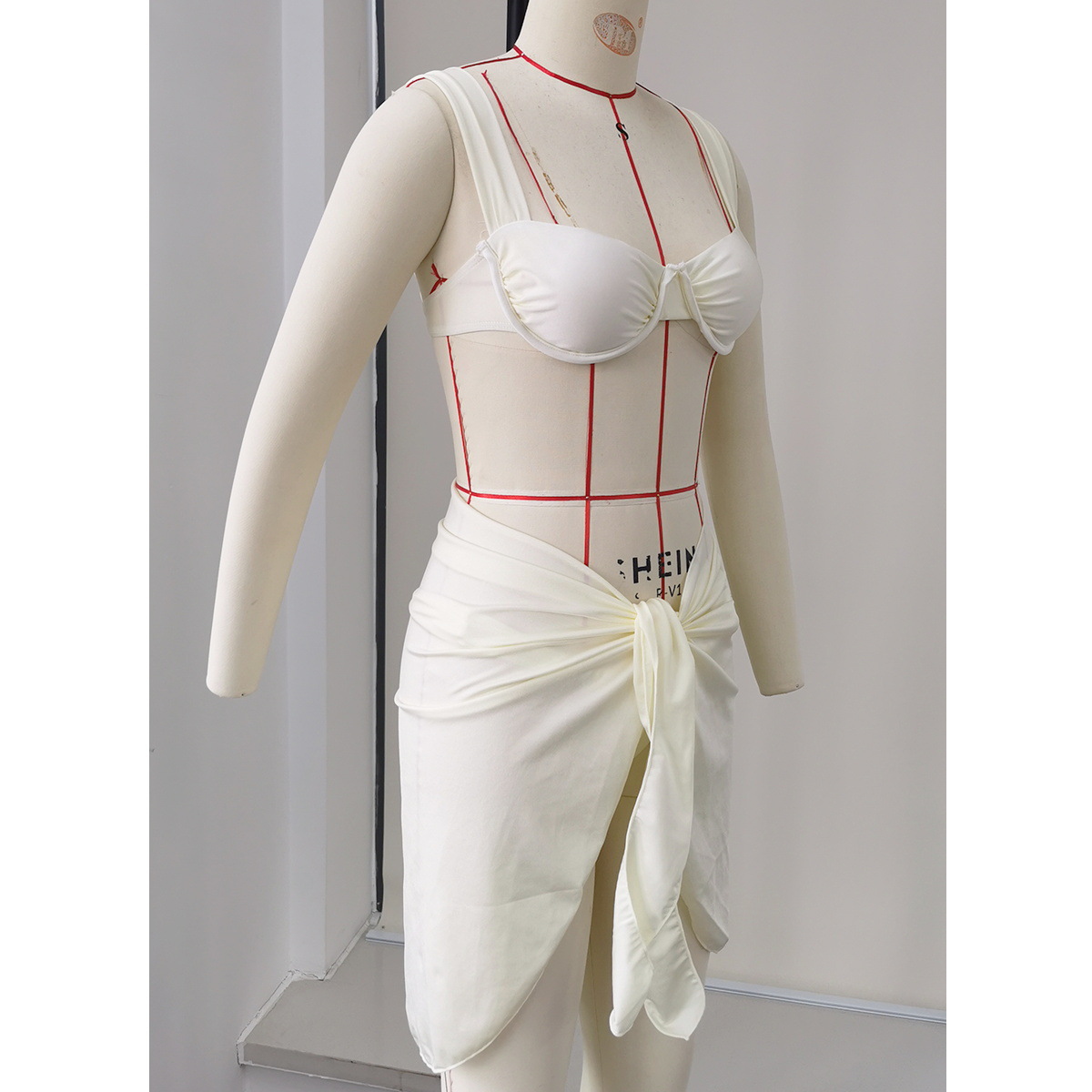 Cream Yellow Tie-Front Mini Beach Wrap Skirt