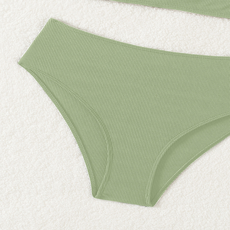Girls' Two-Piece Triangle Bikini Set with High-Waisted Bottoms view 12