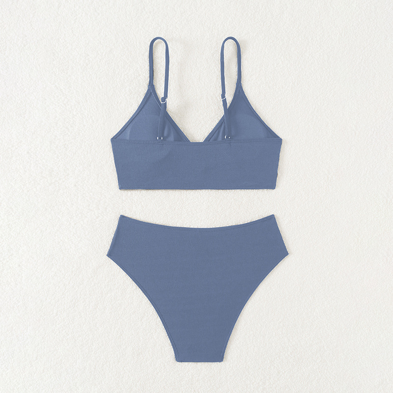 Girls' Two-Piece Triangle Bikini Set with High-Waisted Bottoms view 14