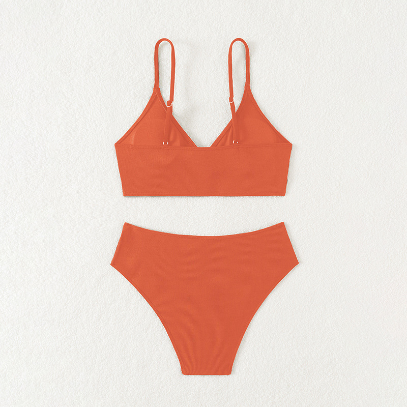 Girls’ Two-Piece Triangle Bikini Set with High-Waisted Bottoms