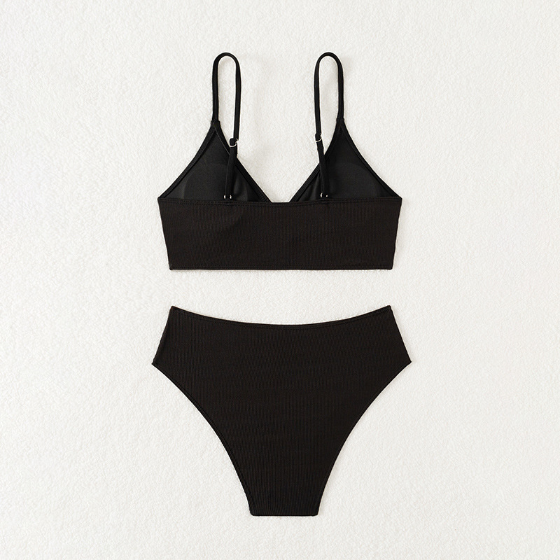 Girls' Two-Piece Triangle Bikini Set with High-Waisted Bottoms view 6