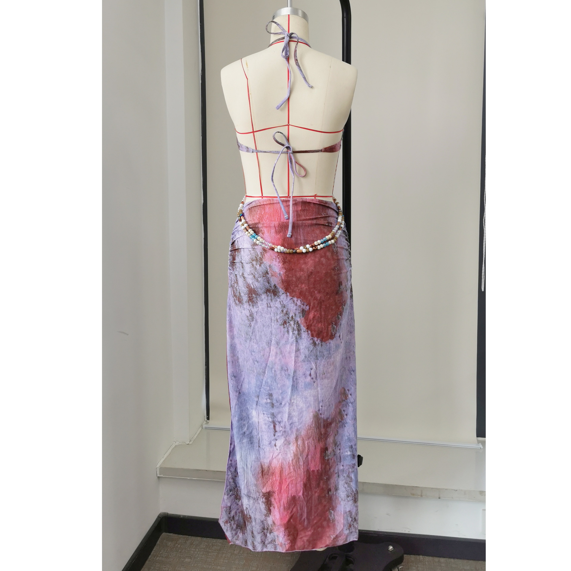 Halter Cutout Swimwear Set with Skirt view 7