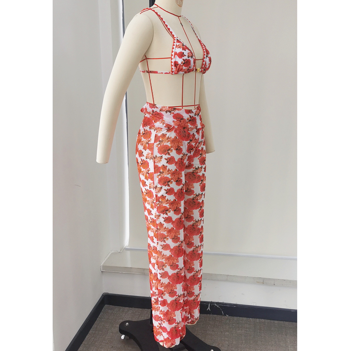 High Waisted Wide Leg Tie Waist Pants