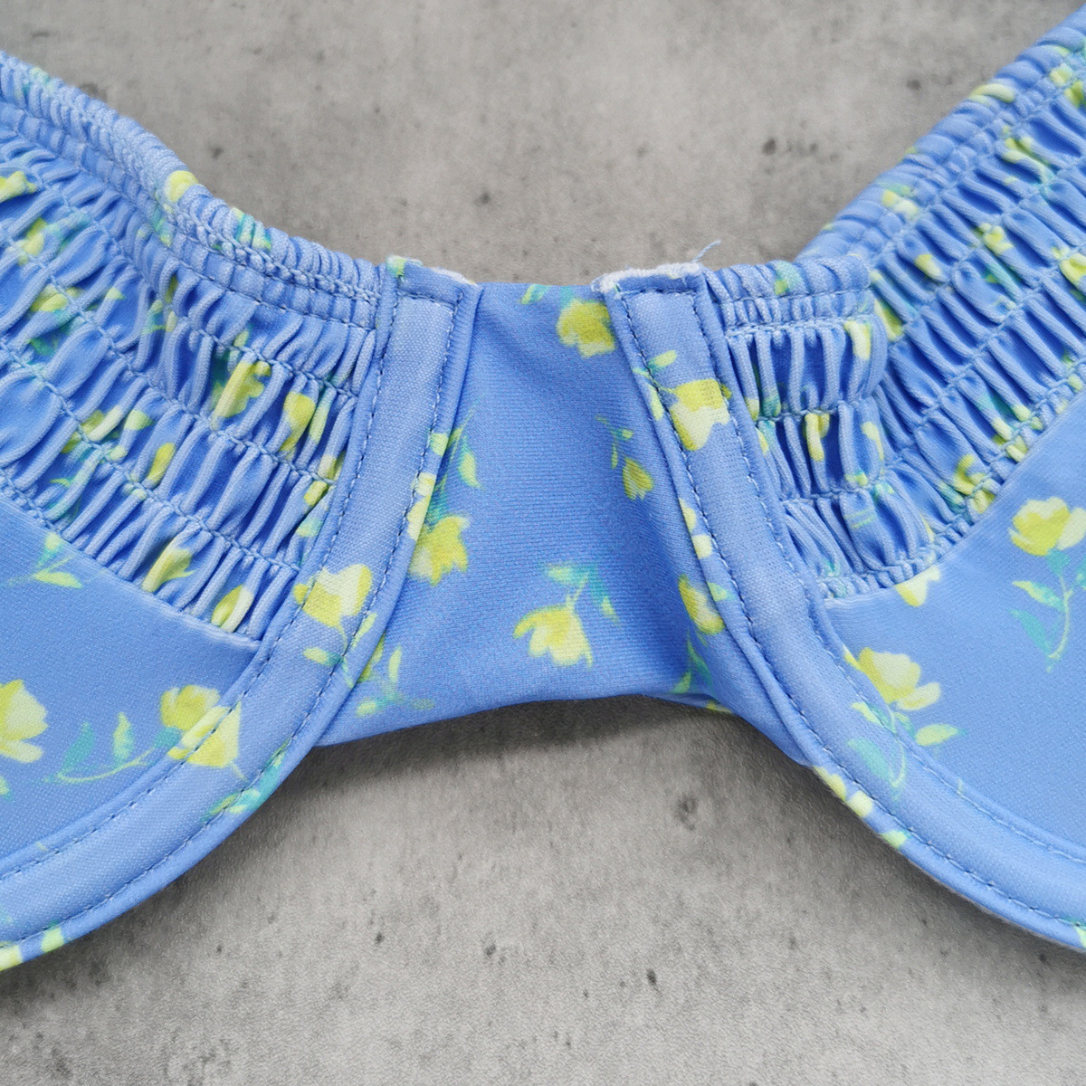 Sky Blue Floral Underwire Bikini with Side-Tie Bottoms