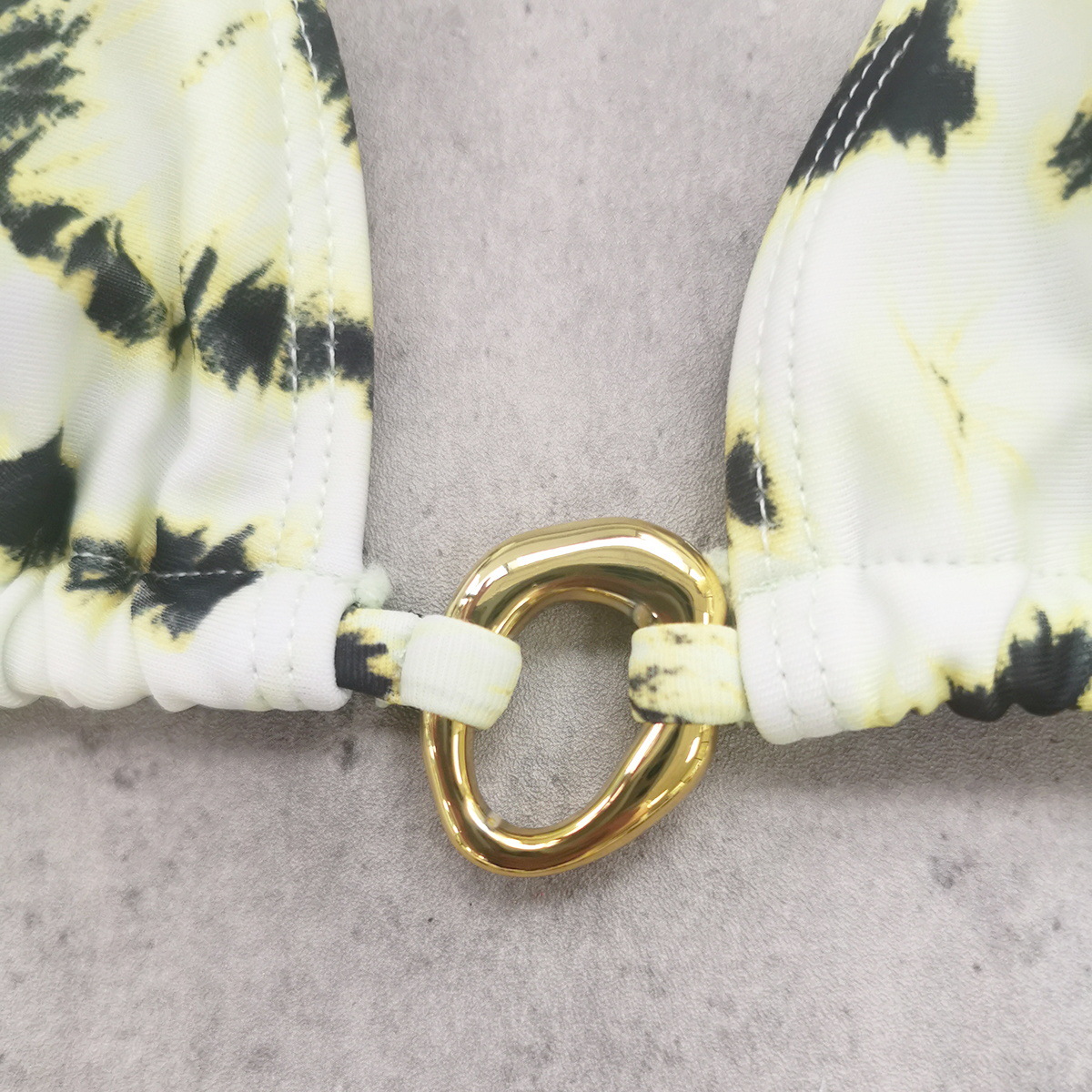 Yellow Leopard Halter Triangle Bikini Top and Tie-Side Bottom Set
