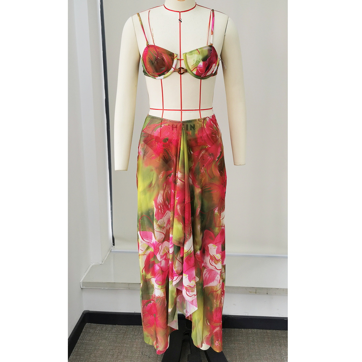 Long High-Waist Wrap Cover-Up Skirt