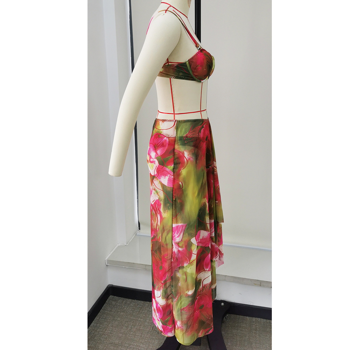 Long High-Waist Wrap Cover-Up Skirt