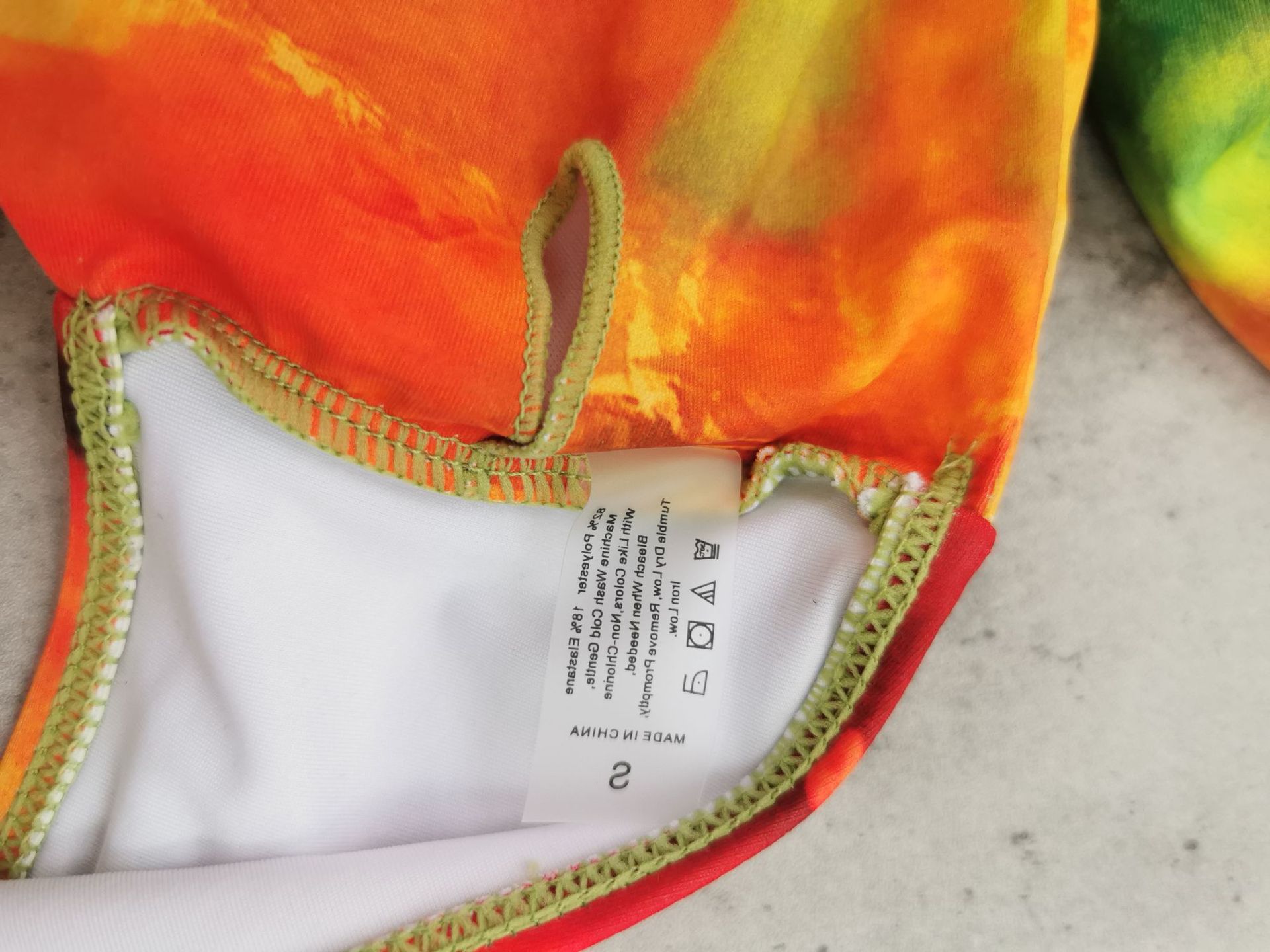 Orange Tie Dye Off-Shoulder Bikini Set with Twist Front Top