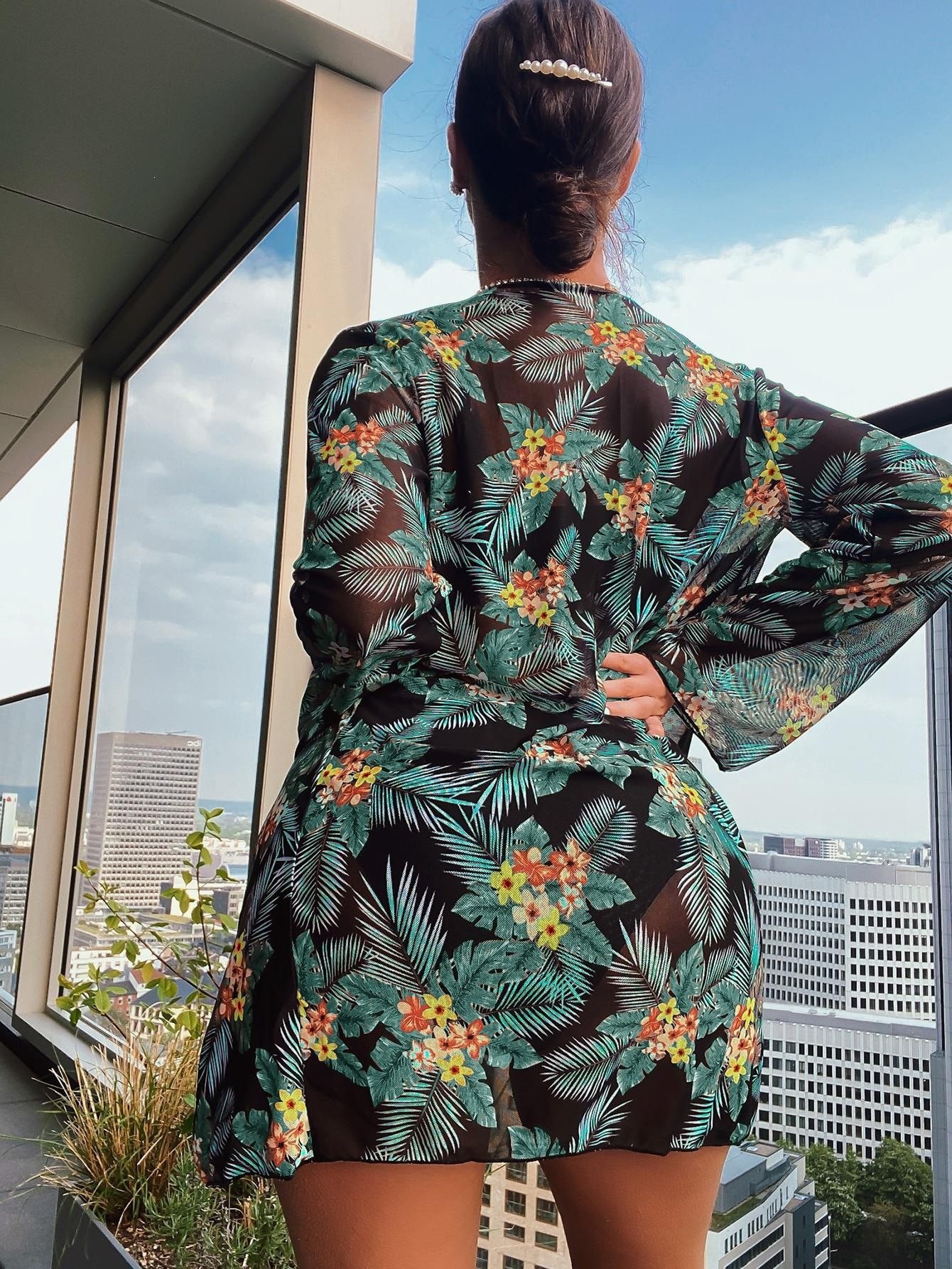 Three-Piece Bikini Set with Long-Sleeve Cover-Up view 14