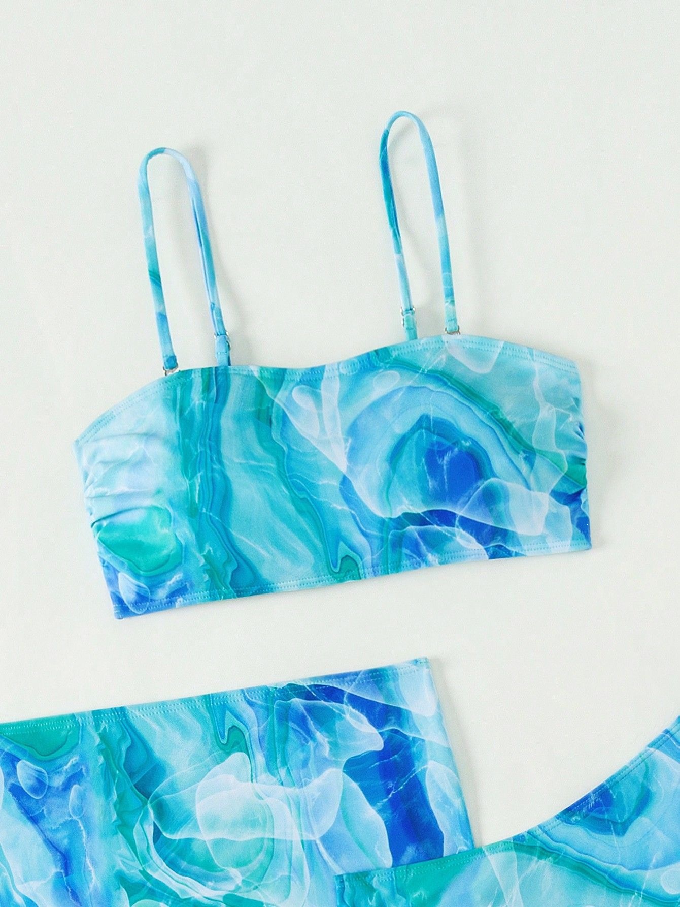 Three-Piece Bikini Set with Bandeau Top and Skirt view 6
