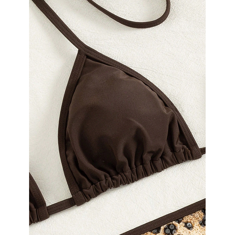 Triangle Halter Bikini Set with Fringe Sarong Cover-Up view 4