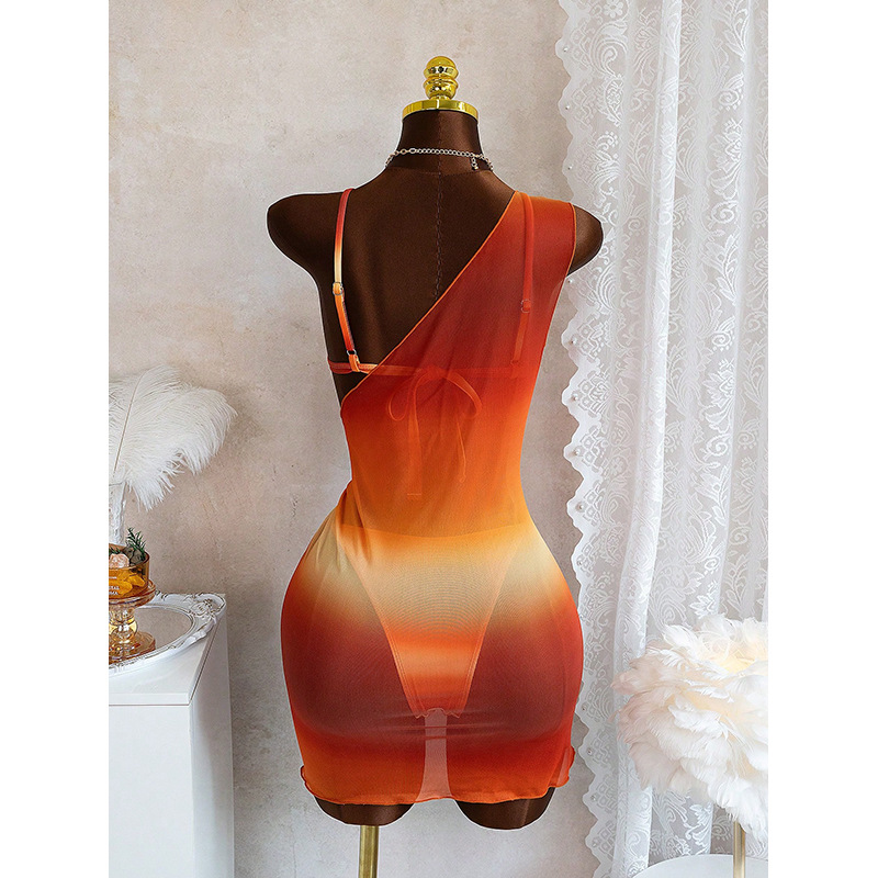 Ring-Detail Halter Triangle Bikini with Wrap Cover-Up Set view 5