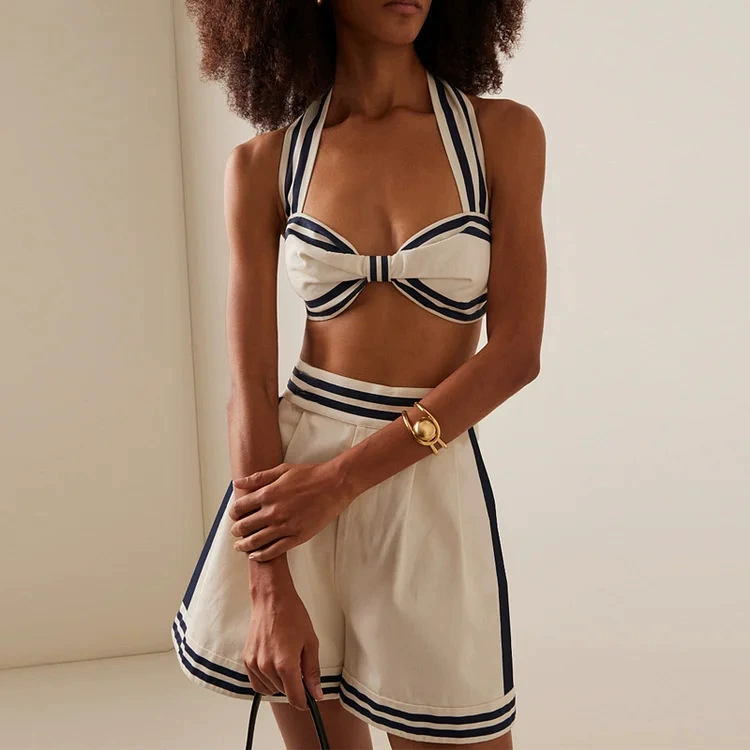 Women’s Halter Bikini and One-Piece Swimwear Set with Shorts