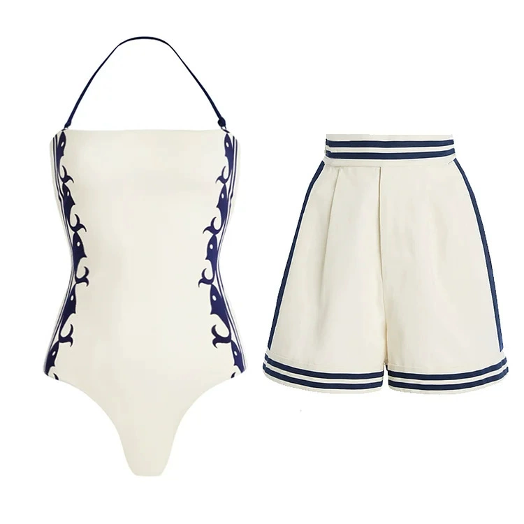 Women's Halter Bikini and One-Piece Swimwear Set with Shorts view 5