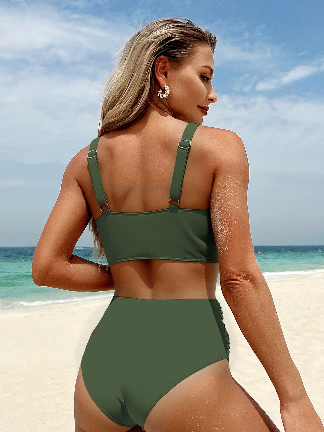Twist Front V-Neck High Waist Two-Piece Bikini Set view 16