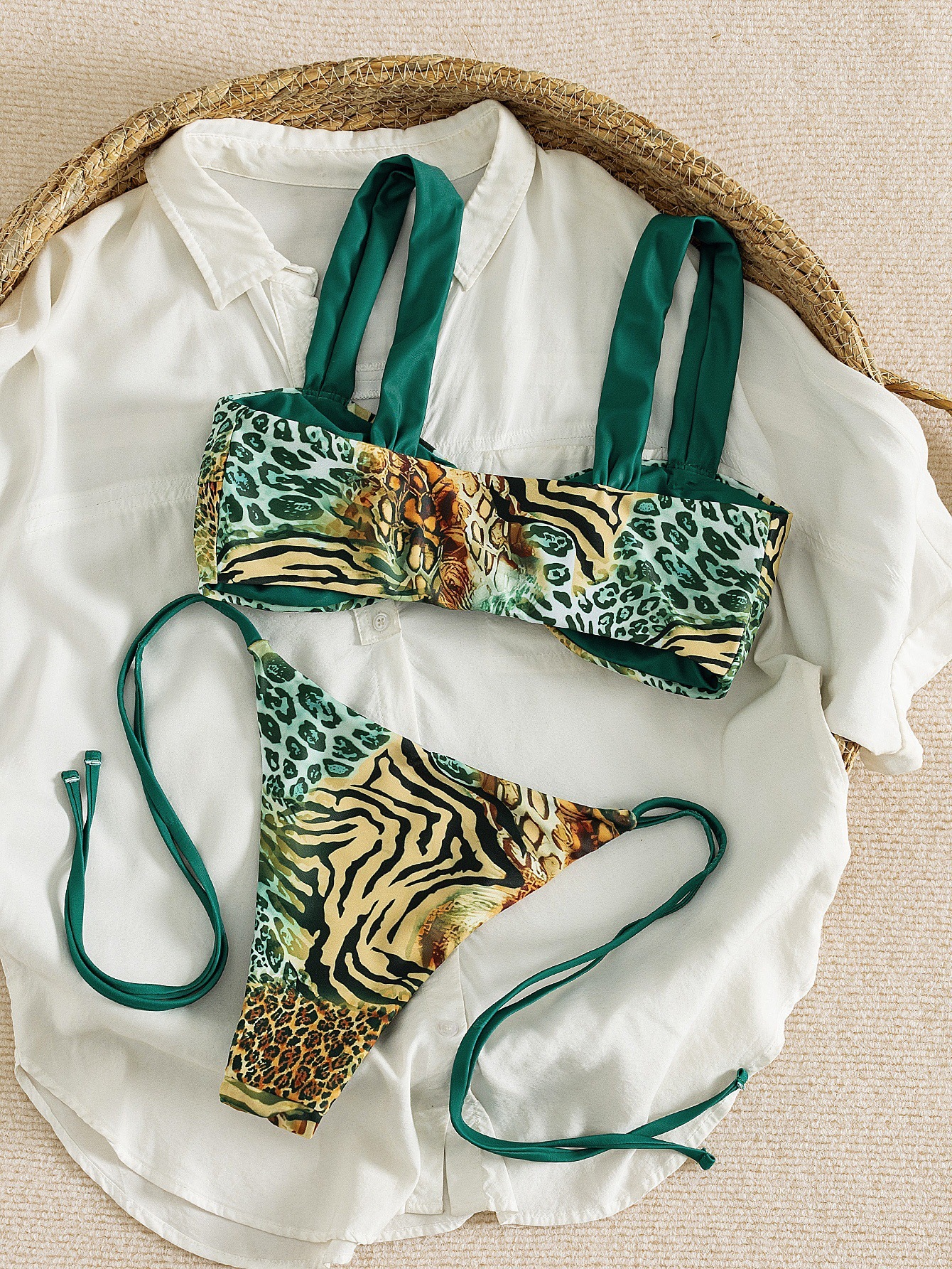 Two-Piece Bikini Set with Bandeau Top and String Bottom view 4