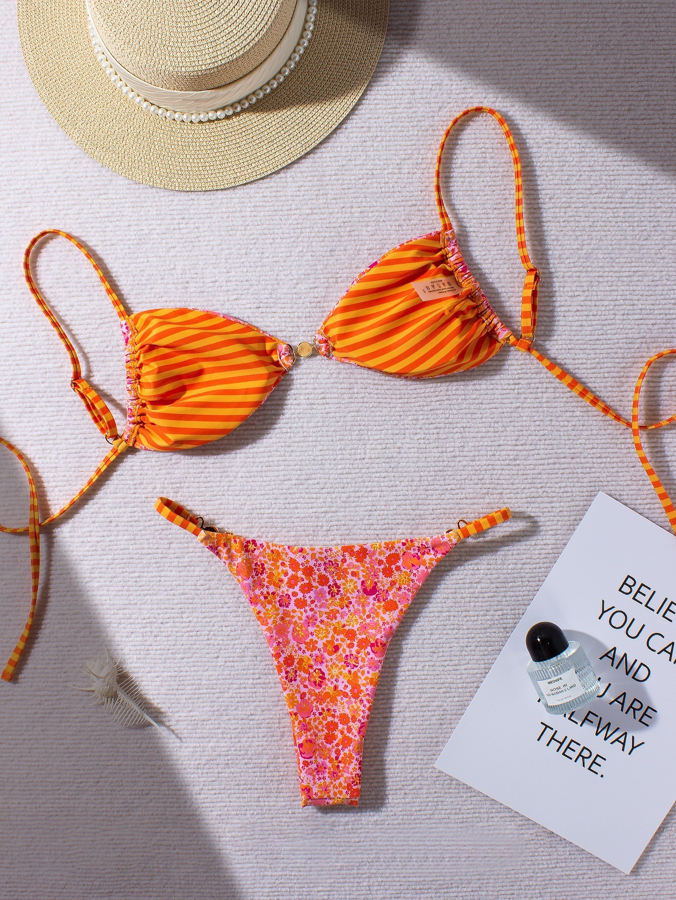 Women’s Two-Piece Bikini Set with Triangle Top and Side-Tie Bottom