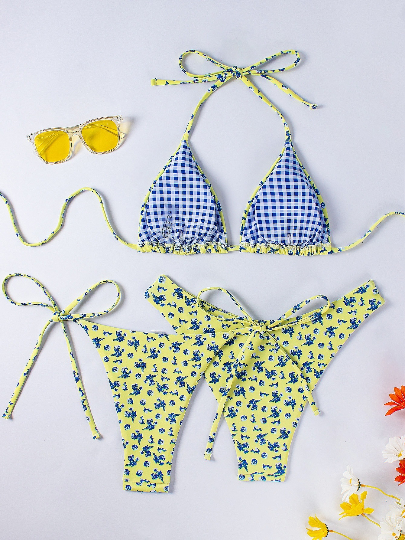 Halter Triangle Bikini Set with Side Tie Bottoms view 5