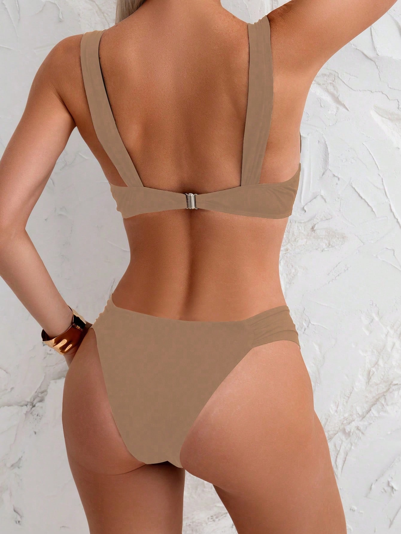 Twist Front Bikini Set with Wide Straps and High-Cut Bottoms view 9