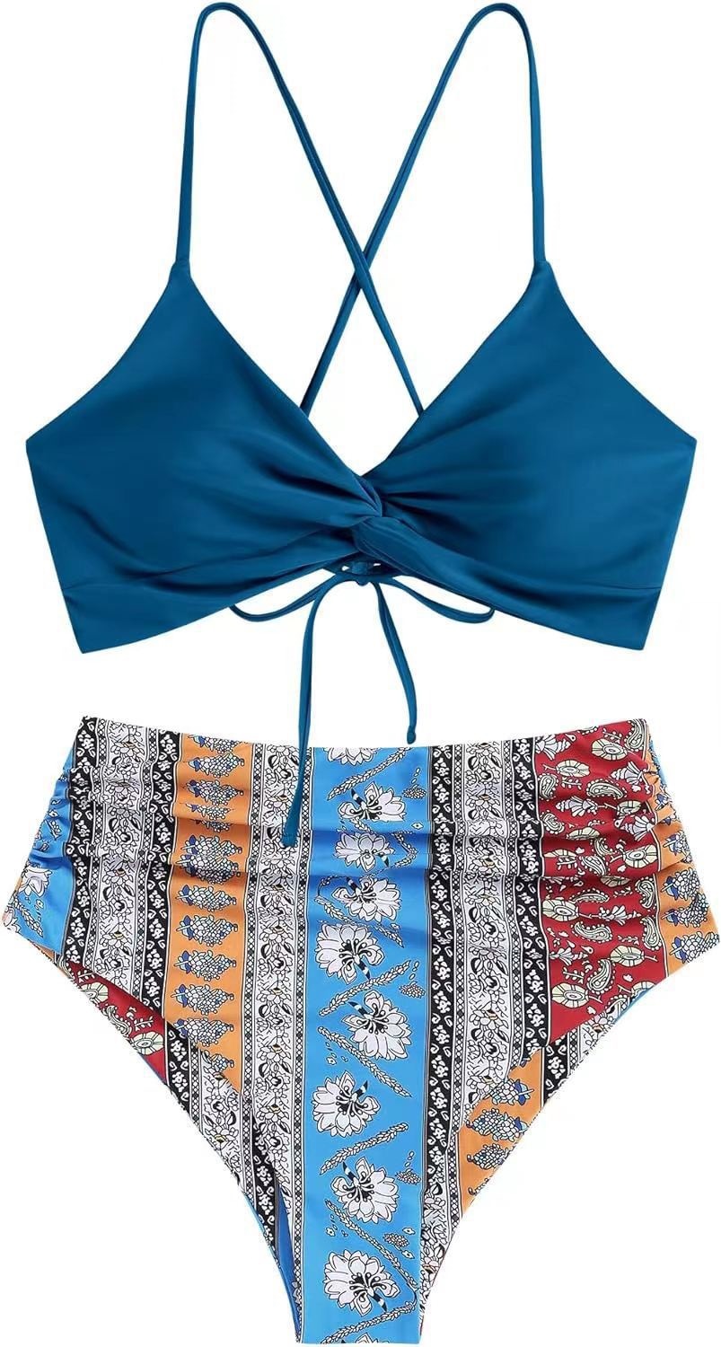 Two-Piece Twist Front High Waist Bikini Set view 11