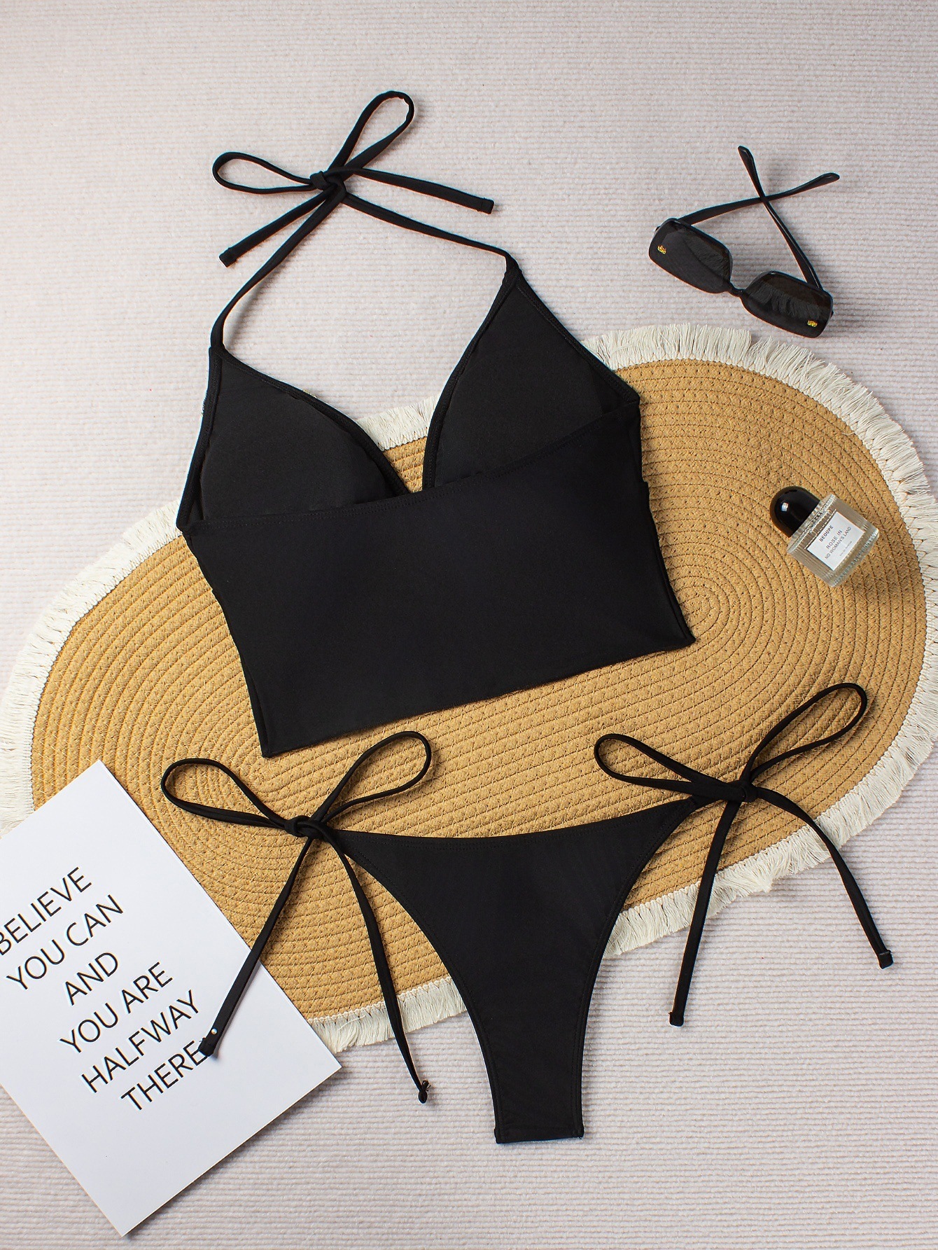 Halter Neck Bikini Set with Side-Tie Bottom