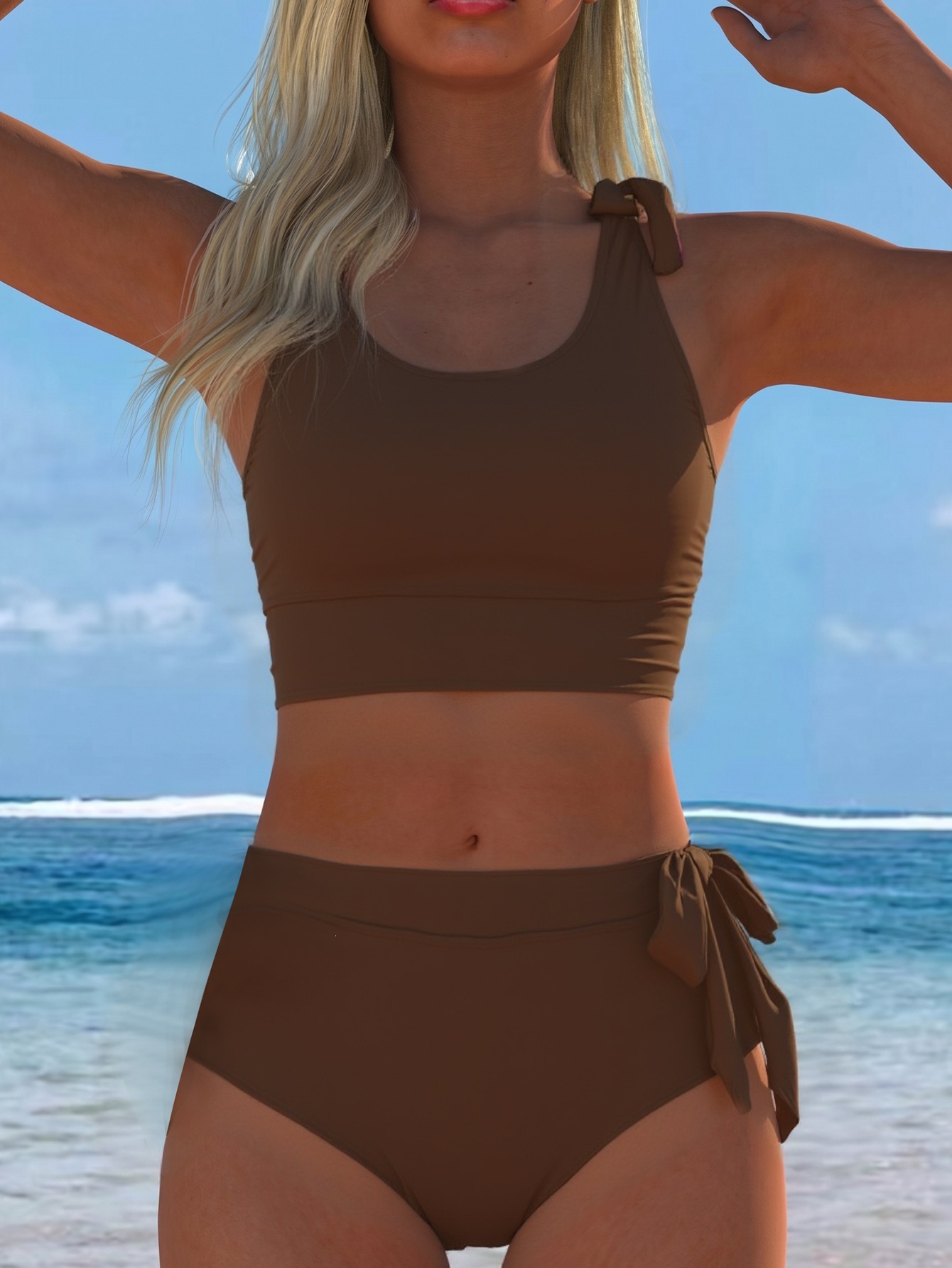 Two-Piece High-Waist Bikini Set with Side Tie view 13