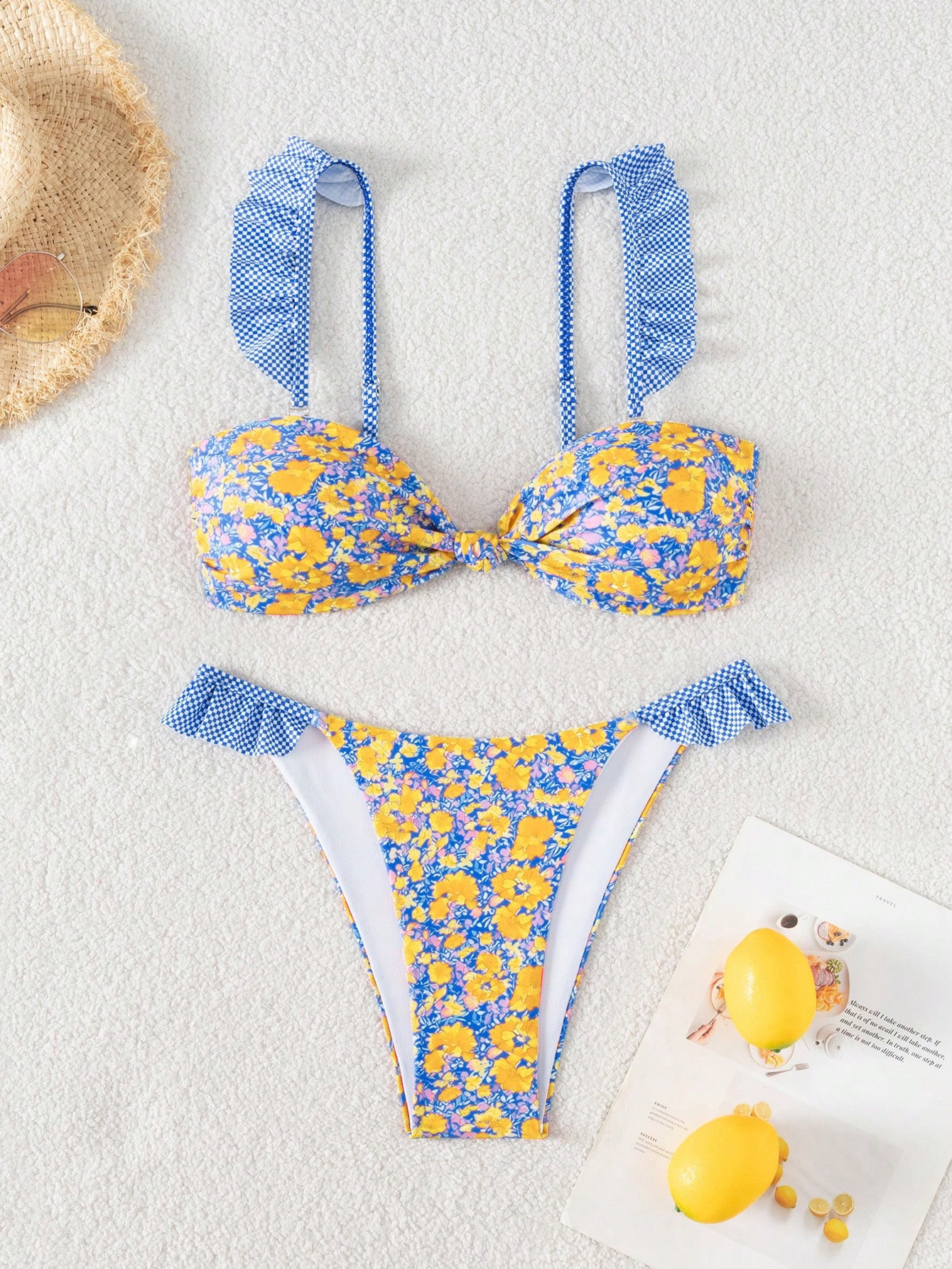 Ruffled Bikini Set with Knot Front and Tie Back view 11
