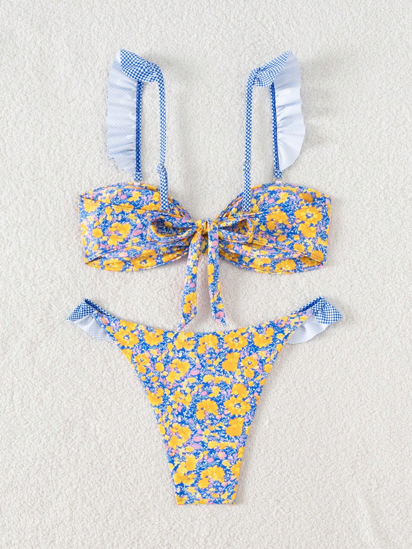 Ruffled Bikini Set with Knot Front and Tie Back view 12