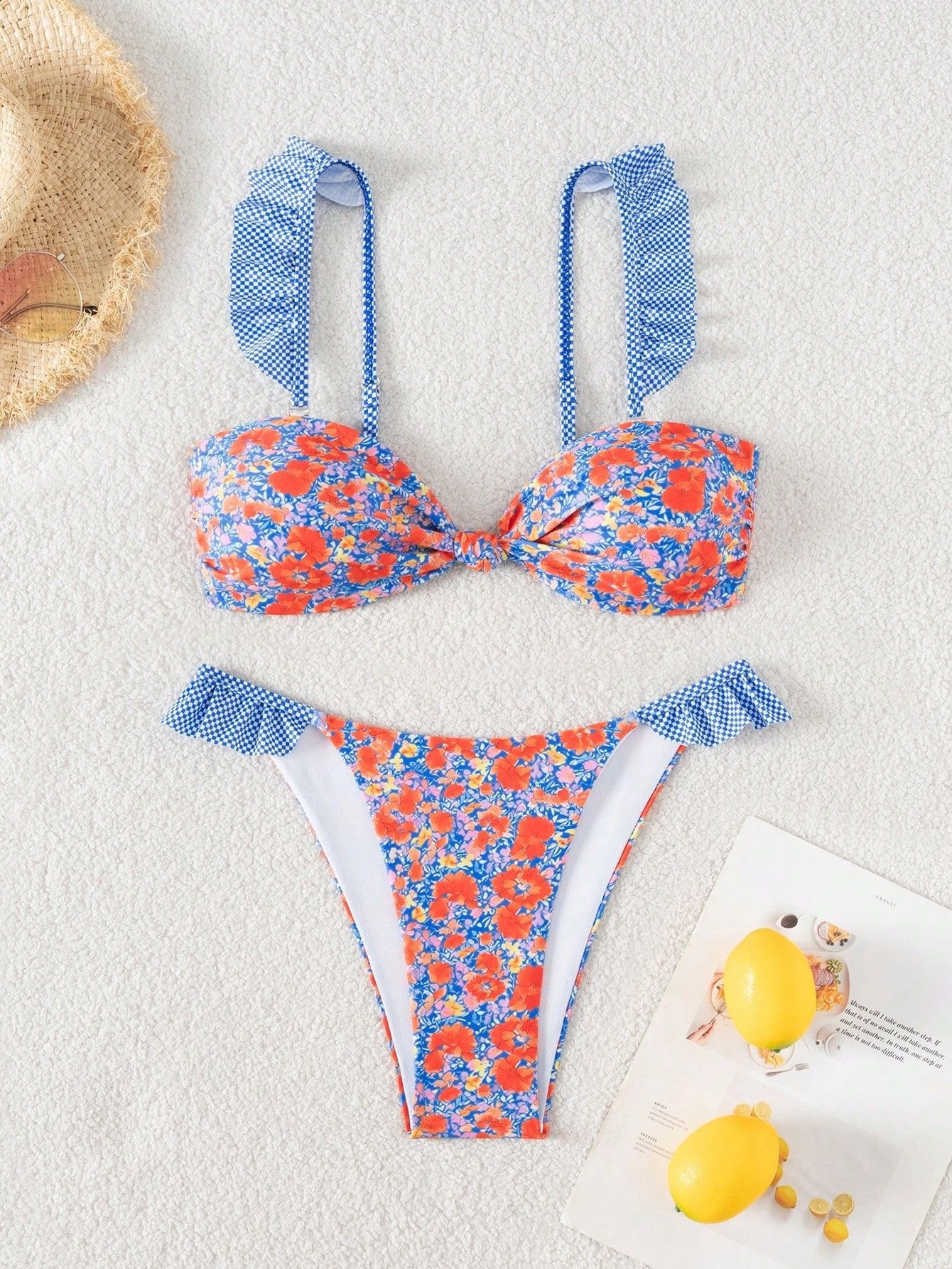 Ruffled Bikini Set with Knot Front and Tie Back view 6