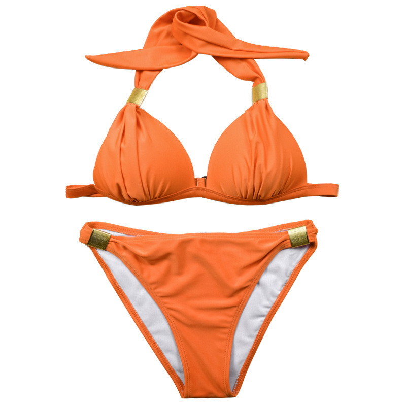 Women's Halter Bikini Set with Ruched Cups and Hardware view 10