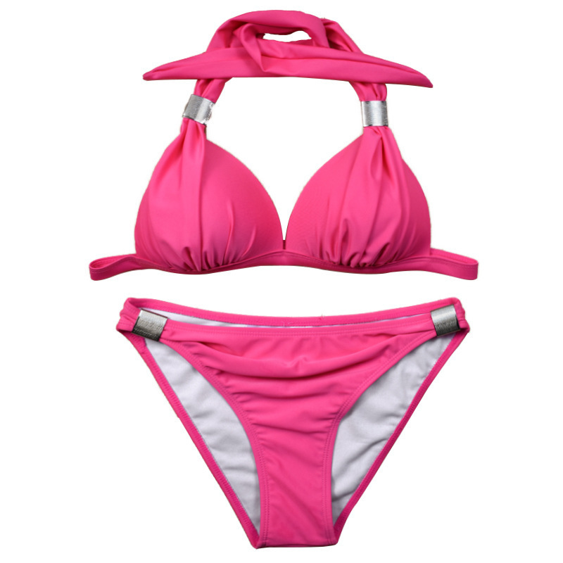 Women's Halter Bikini Set with Ruched Cups and Hardware view 12