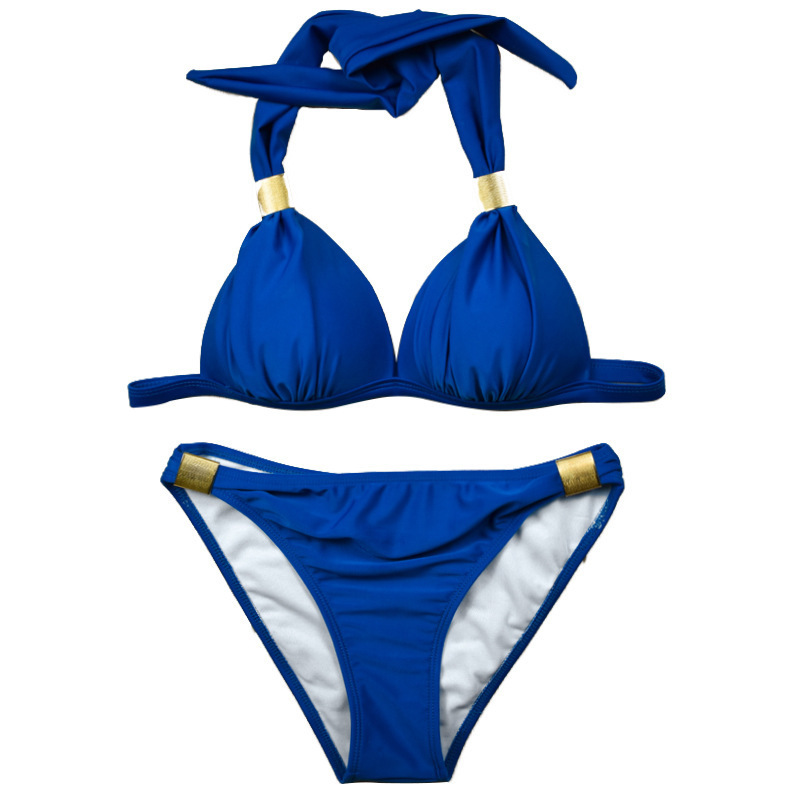 Women's Halter Bikini Set with Ruched Cups and Hardware view 16
