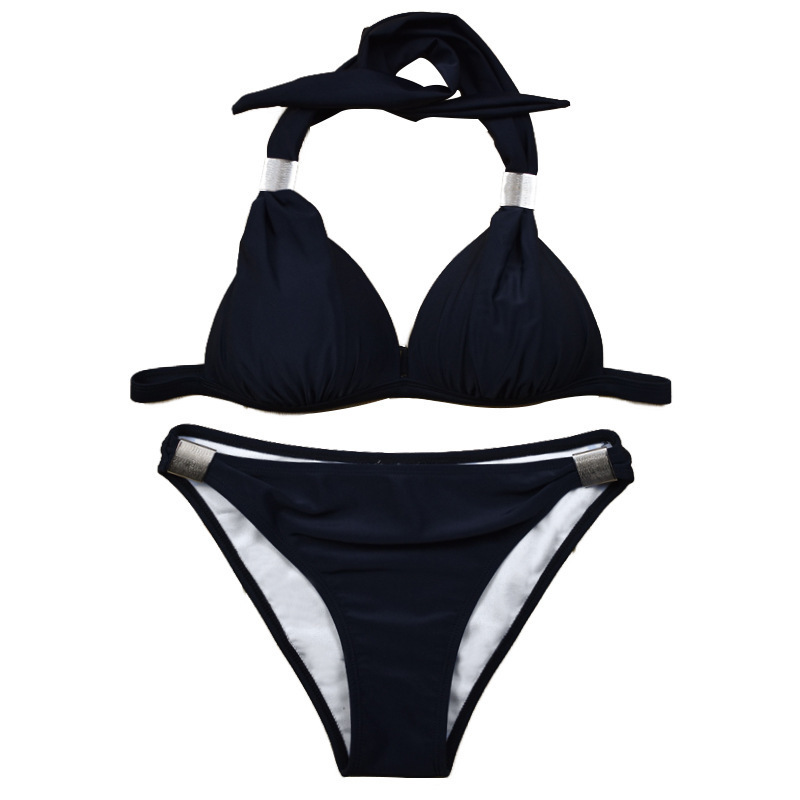 Women's Halter Bikini Set with Ruched Cups and Hardware view 18