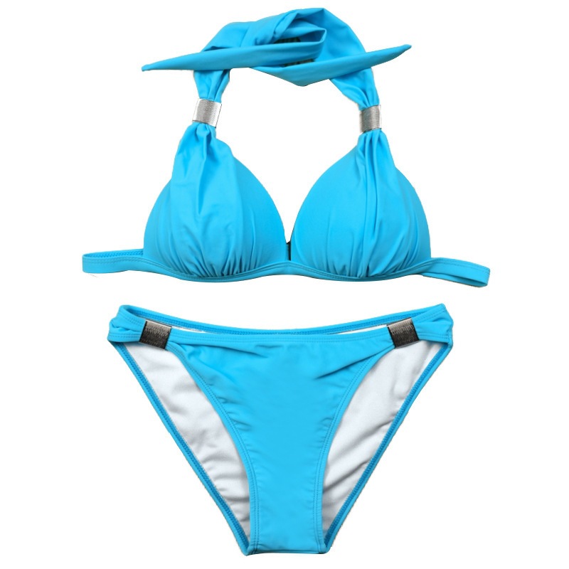Women's Halter Bikini Set with Ruched Cups and Hardware view 7