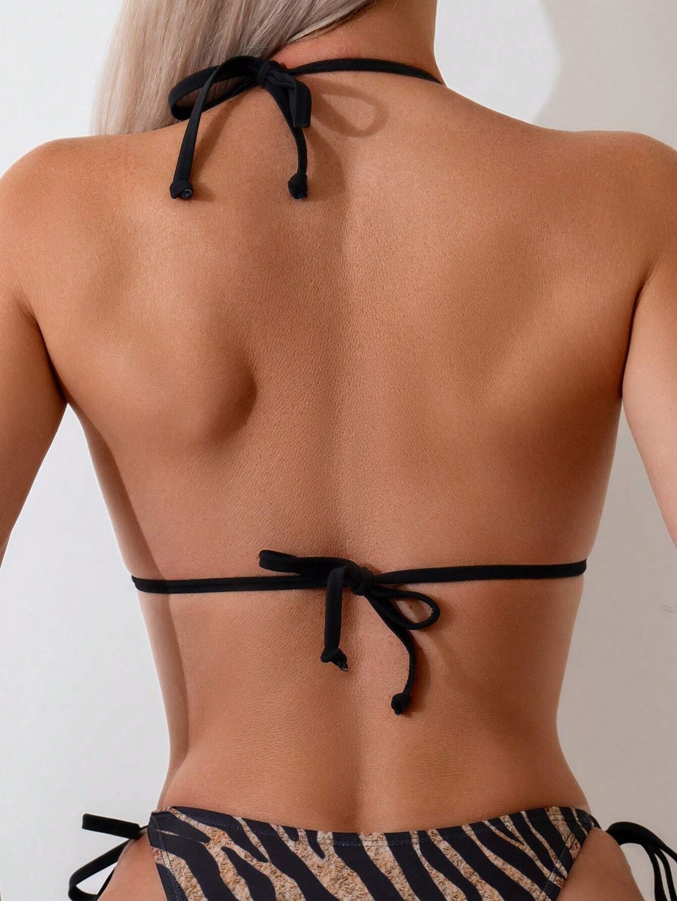 Halter Triangle Bikini Set with Side Ties view 12