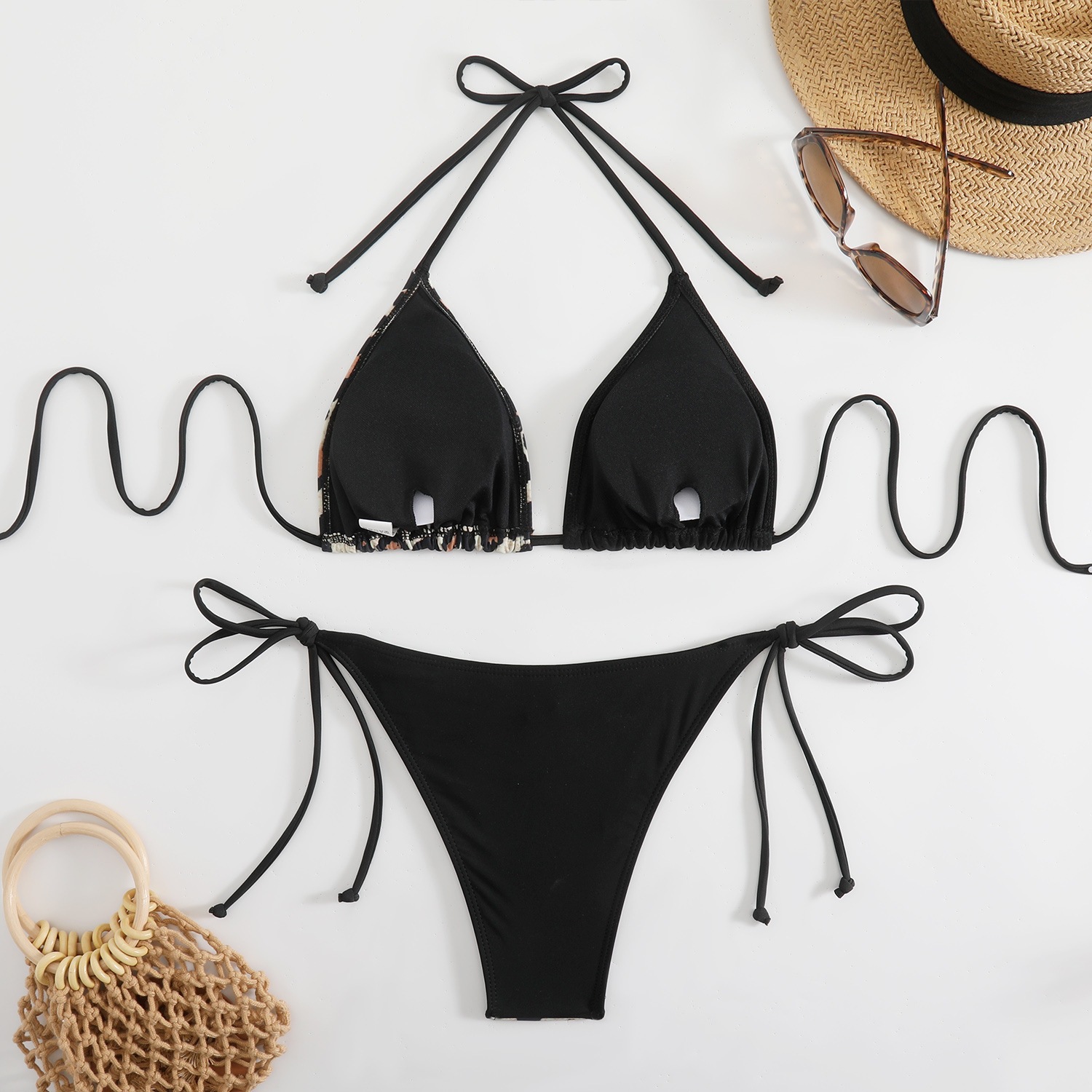 Halter Triangle Bikini Set with Side Ties view 23