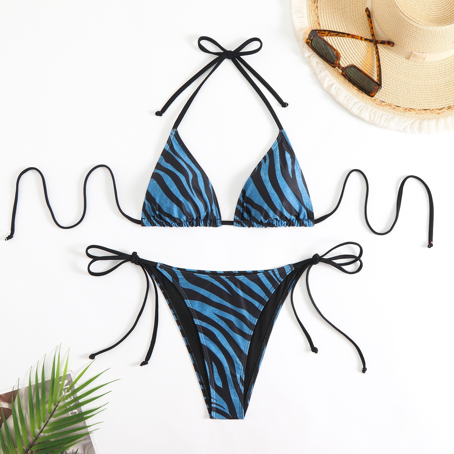 Halter Triangle Bikini Set with Side Ties view 25