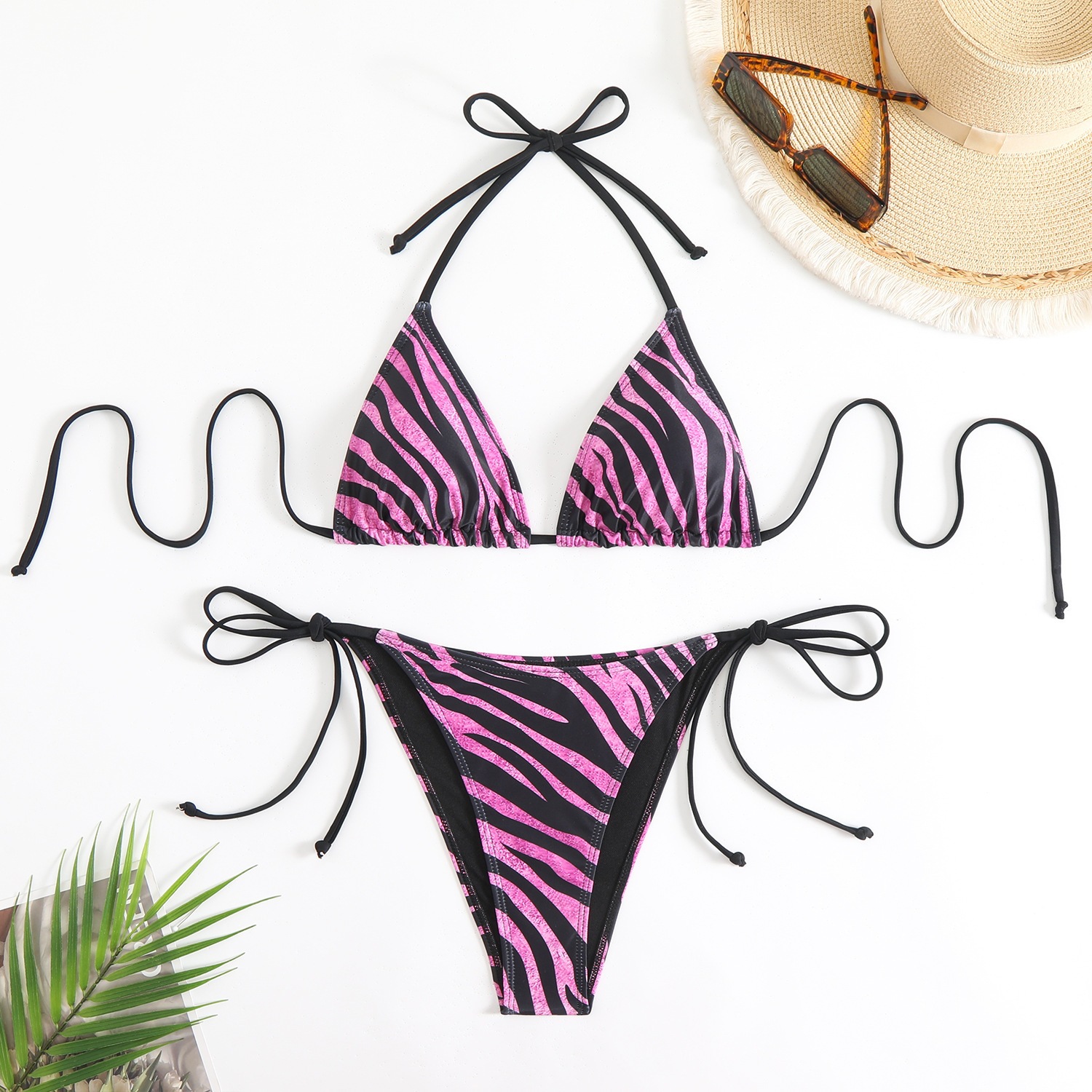 Halter Triangle Bikini Set with Side Ties view 26