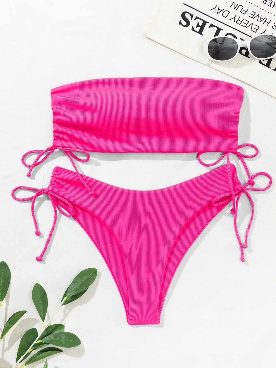 Two-Piece Bandeau Bikini with Side Tie Bottoms view 29