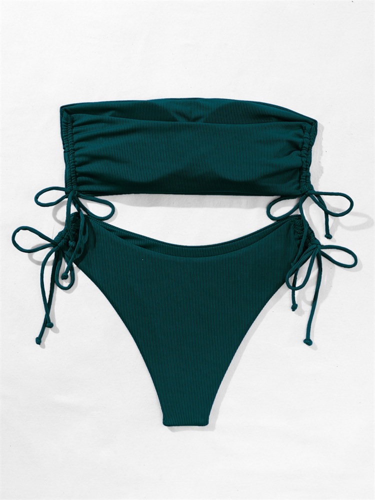 Two-Piece Bandeau Bikini with Side Tie Bottoms view 36
