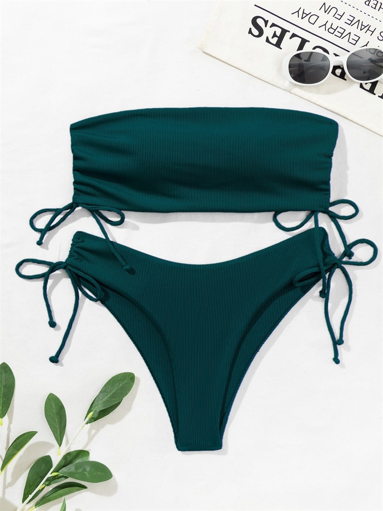 Two-Piece Bandeau Bikini with Side Tie Bottoms view 37