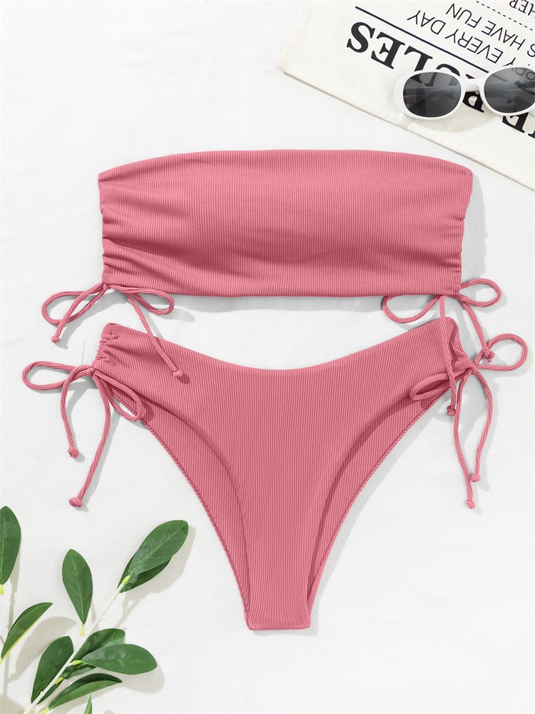 Two-Piece Bandeau Bikini with Side Tie Bottoms view 48