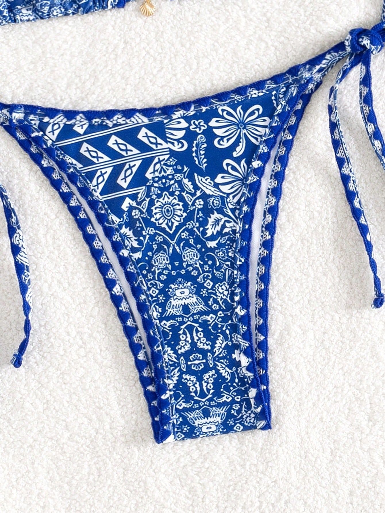 Halter Neck Triangle Bikini Set with Side Tie Bottom view 7