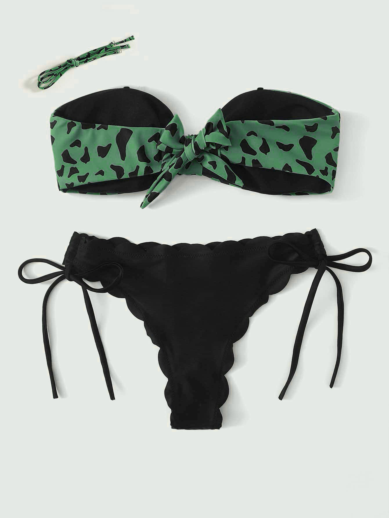 Bandeau Halter Bikini Set with Ruffled Side-Tie Bottoms view 13