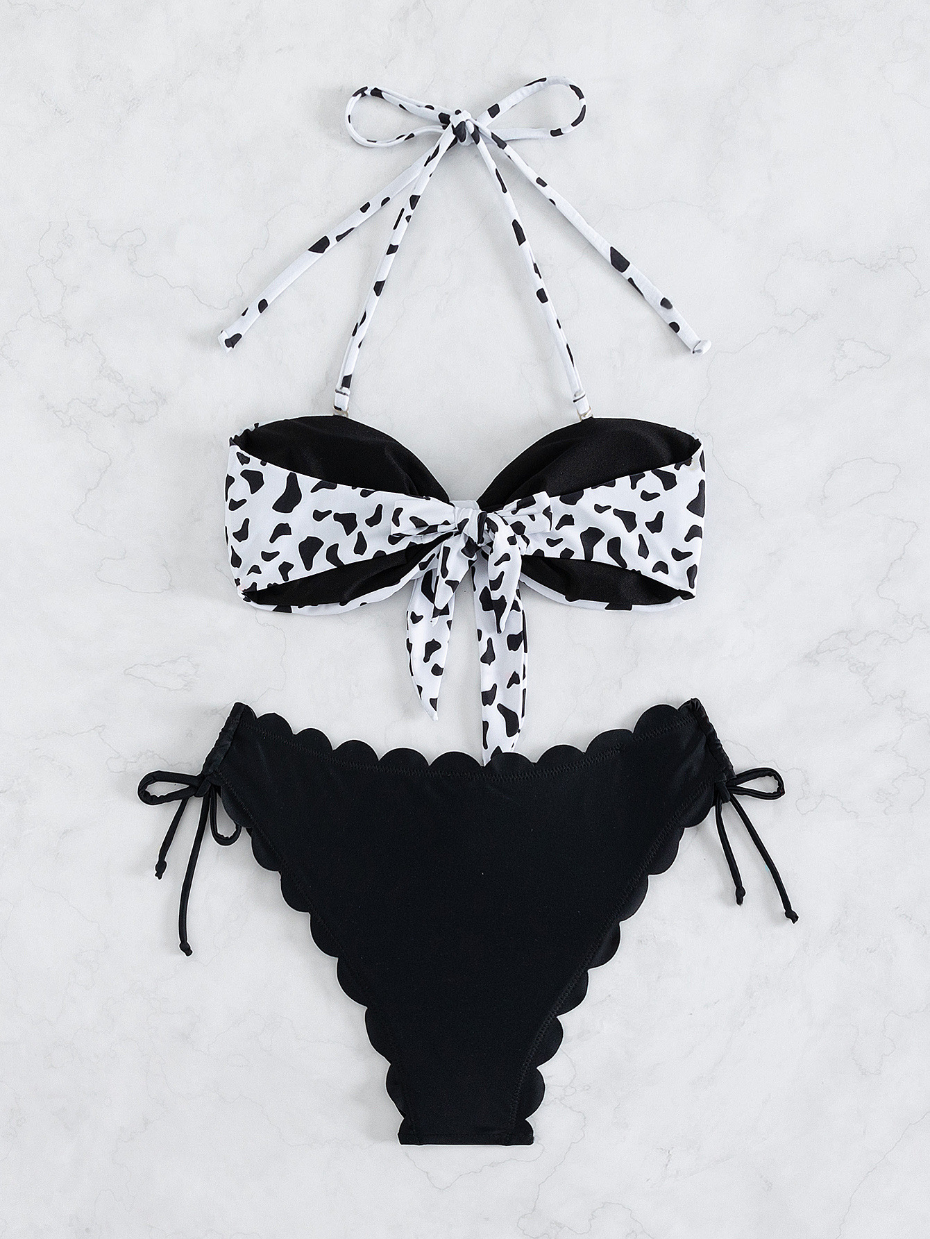 Bandeau Halter Bikini Set with Ruffled Side-Tie Bottoms view 8