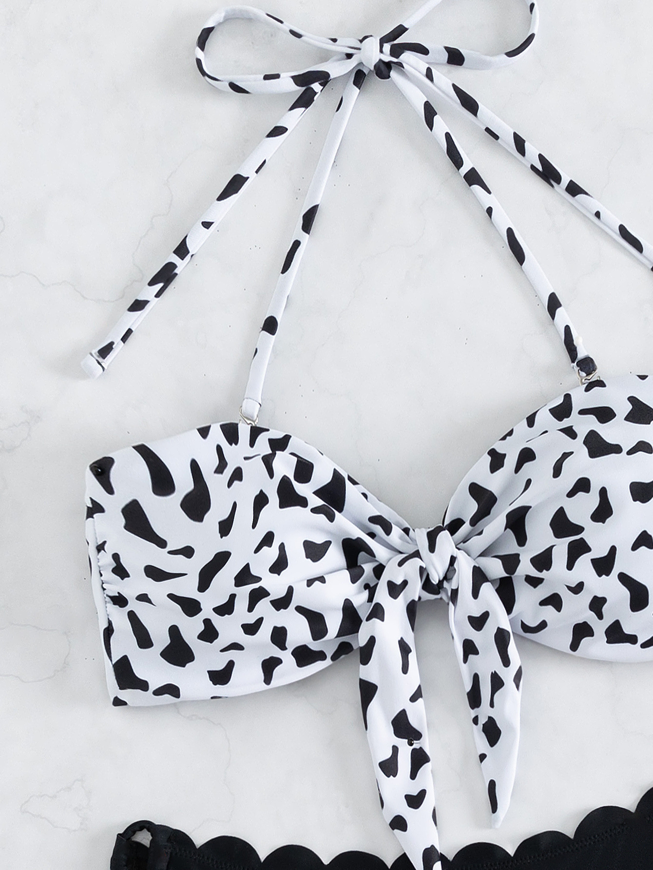 Bandeau Halter Bikini Set with Ruffled Side-Tie Bottoms view 9