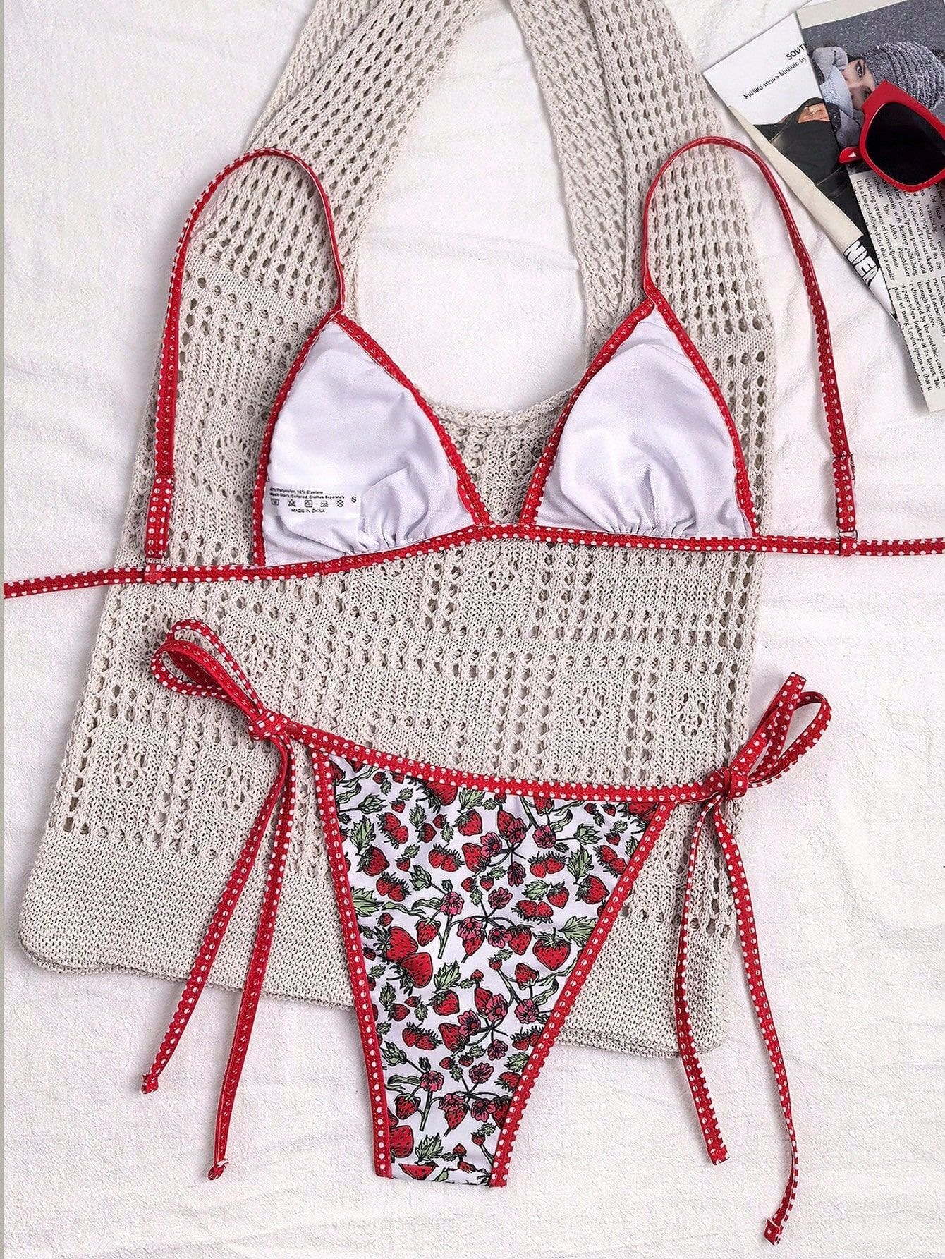 Triangle Bikini Set with Halter Neck and Tie Sides view 3