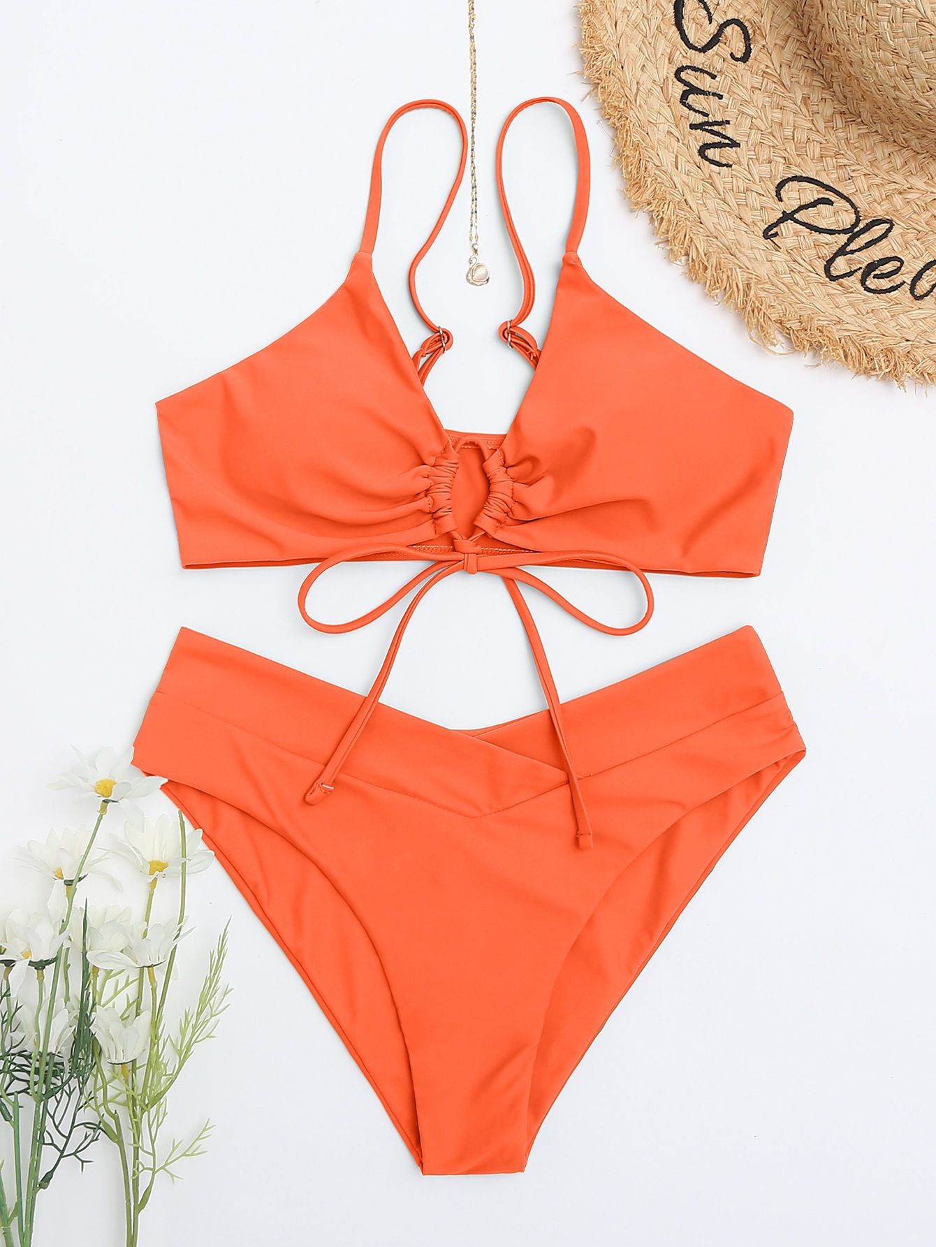 Two-Piece Bikini Set with Front Tie and High Waist view 21