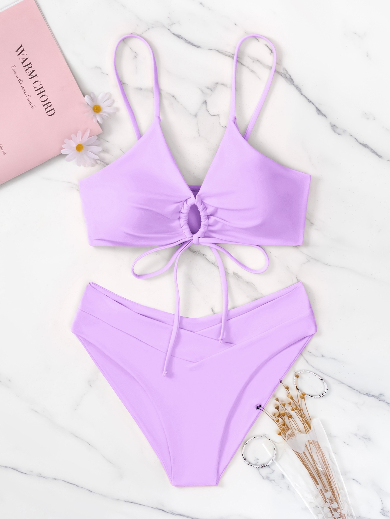 Two-Piece Bikini Set with Front Tie and High Waist view 35