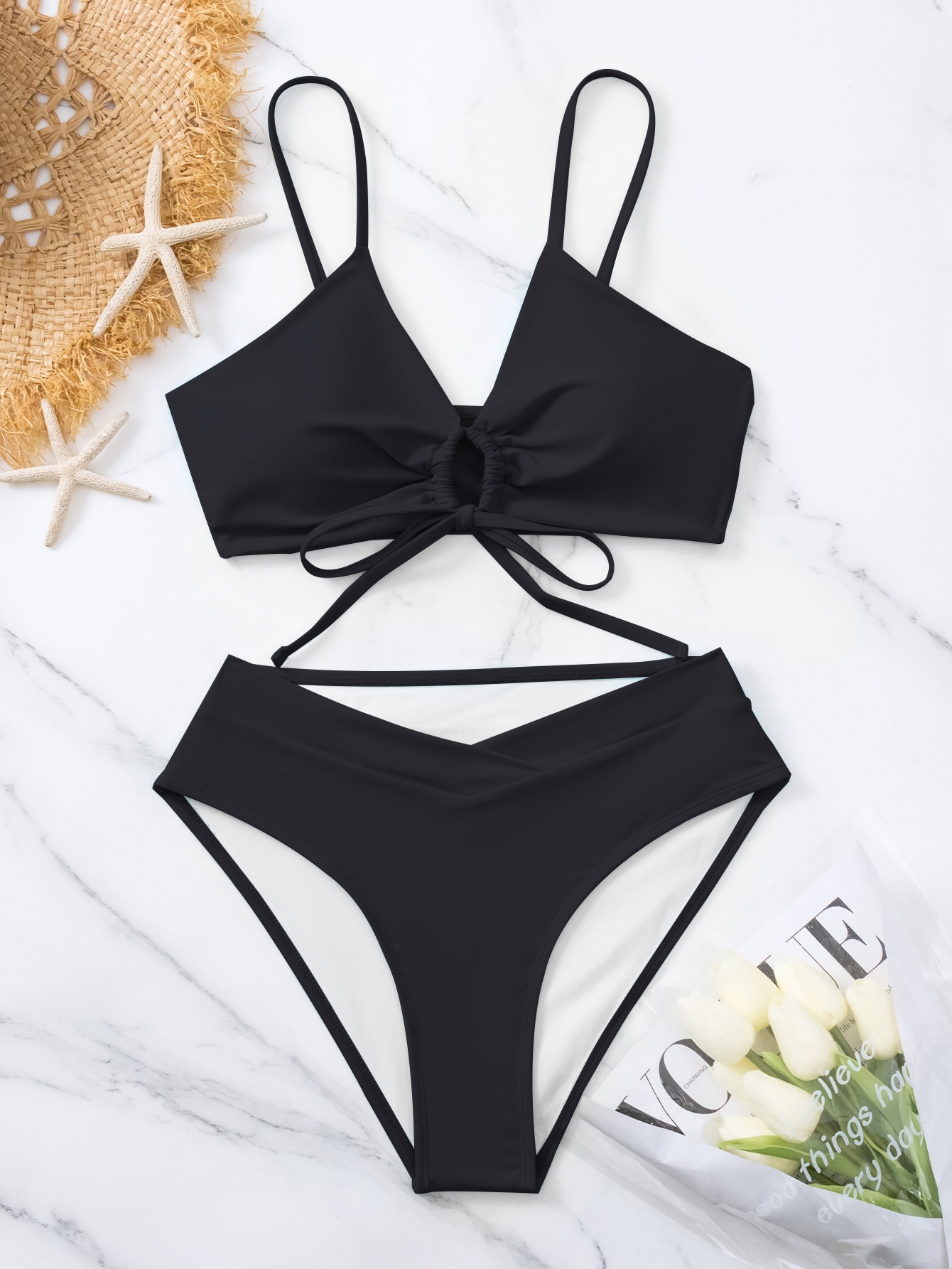 Two-Piece Bikini Set with Front Tie and High Waist view 46